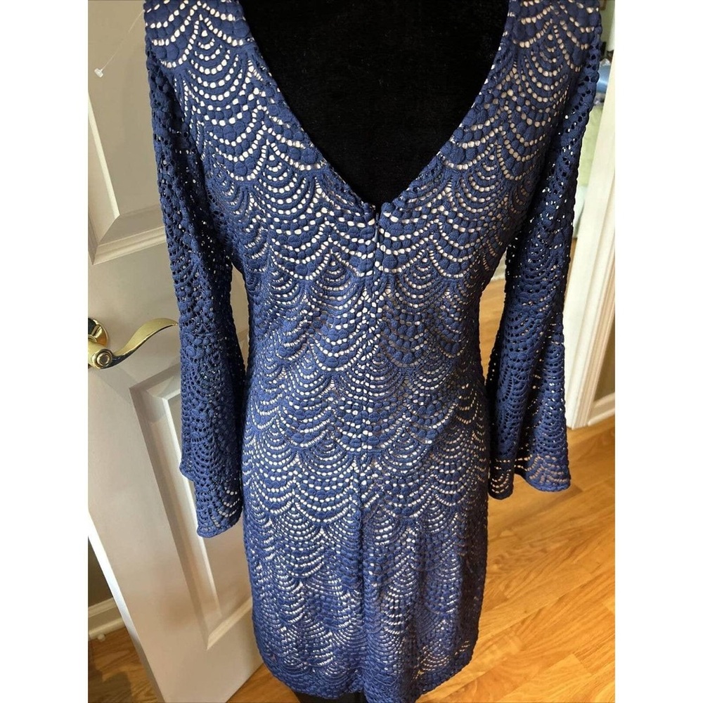 Elegant Navy Lace Dress - Picture 2 of 6